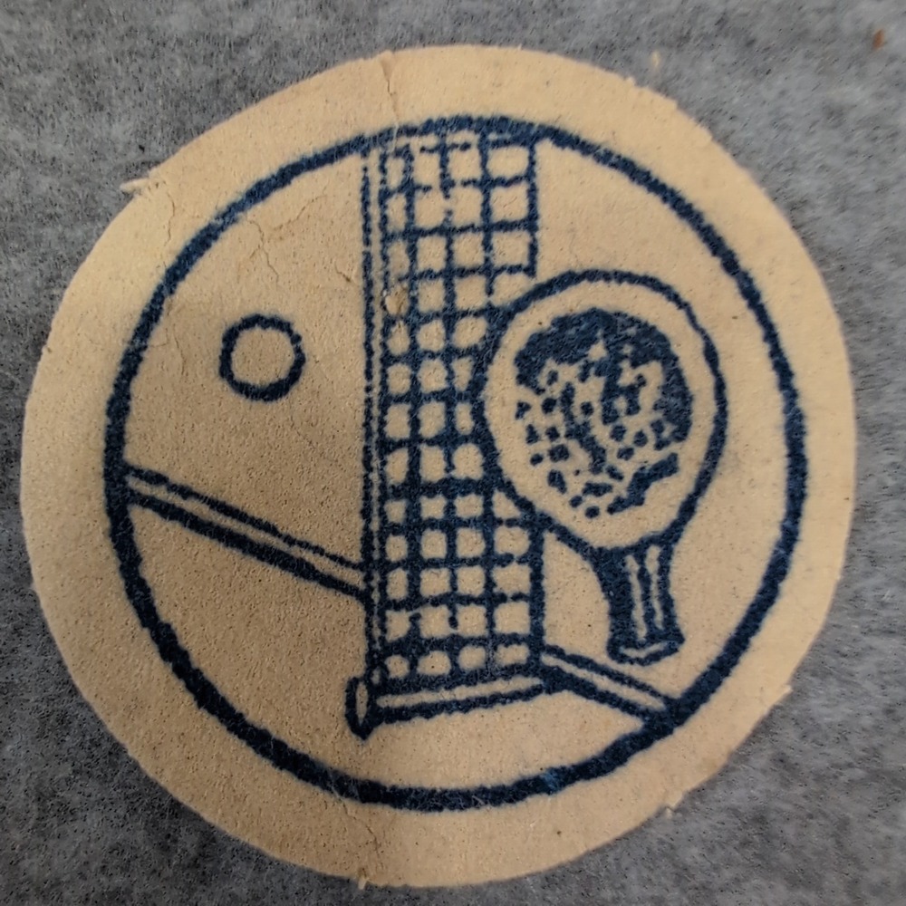 1948-53 Vtg Tennis Patch Round Badge Emblem Blue Net "The Felt Crafters" - Picture 1 of 2